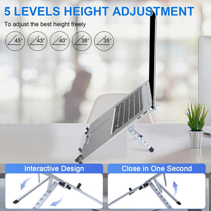 Laptop Stand for Desk, 5-Angle Adjustable Laptop Riser with Carry Bag,16cm Portable Foldable Laptop Holder