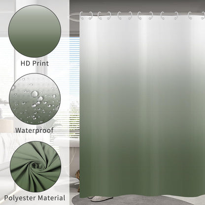 Hnmdmyi Sage Green Shower Curtain 180x200, Green and White Ombre Shower Curtains Elegant Modern Luxury Bathroom Curtains with Hooks Waterproof