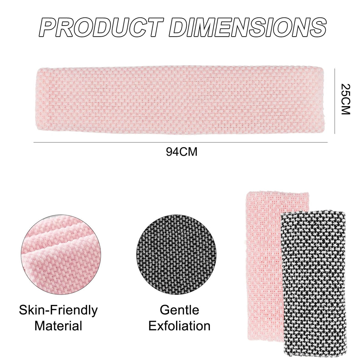 CMANLNYK 2Pcs Japanese Exfoliating Shower Towel - Deep Exfoliating Back Scrub Gentle on Sensitive Skin, 3D Weaving Technique Shower Towel