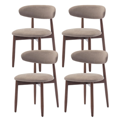 COLAMY Wooden Dining Chairs Set of 4, Modern Fabric Upholstered Kitchen Side Chairs, Farmhouse Dining Room Chair with Foot Pegs, Camel