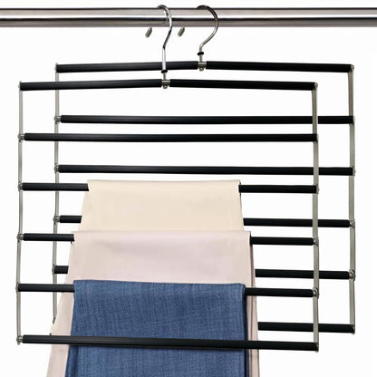 Loputon Trouser Hangers, Pack of 2 Trouser Hangers, Space-saving, Foldable Non-Slip Trouser Stand Made of Stainless Steel