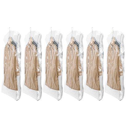 TAILI Hanging Vacuum Storage Bags for Clothes, Side-Widen Space Saver Bags 6 Long, Clear Large Compression Bag 6 Pack, Closet Organizers and Storage