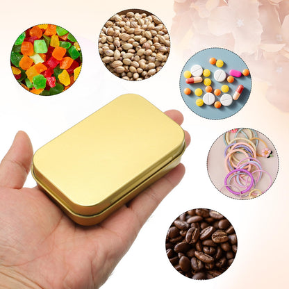 sourcing map 2pcs Metal Tin Box, 3.7x2.4x0.8 Mini Portable Rectangular Empty Tinplate Small Storage Container Airtight Tins with Lids for Candy