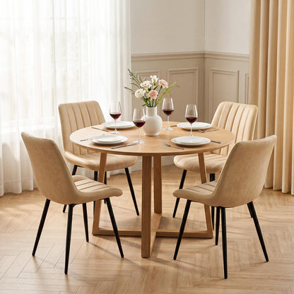 TUKAILAi Dining Chairs Set of 2, Beige Faux Leather Chairs for Kitchen