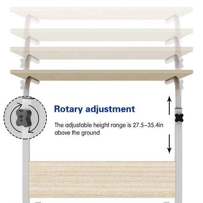 sogesfurniture 80 * 40cm Adjustable Height Laptop Table with Tablet Slot, Mobile Computer Stand Desk Portable Side Table for Bed Sofa