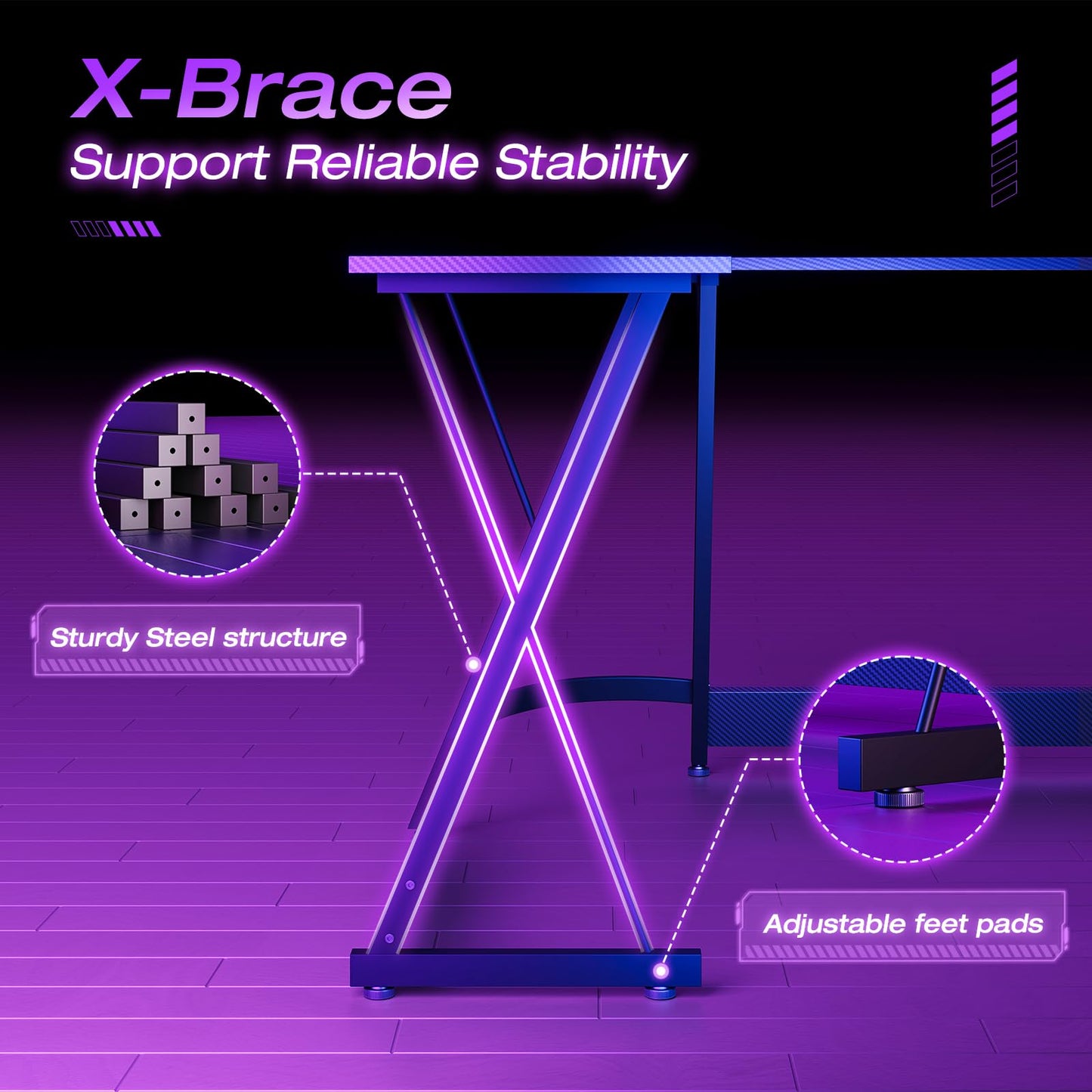 ODK L Shaped Gaming Desk,120×120 cm, Carbon Fiber Black