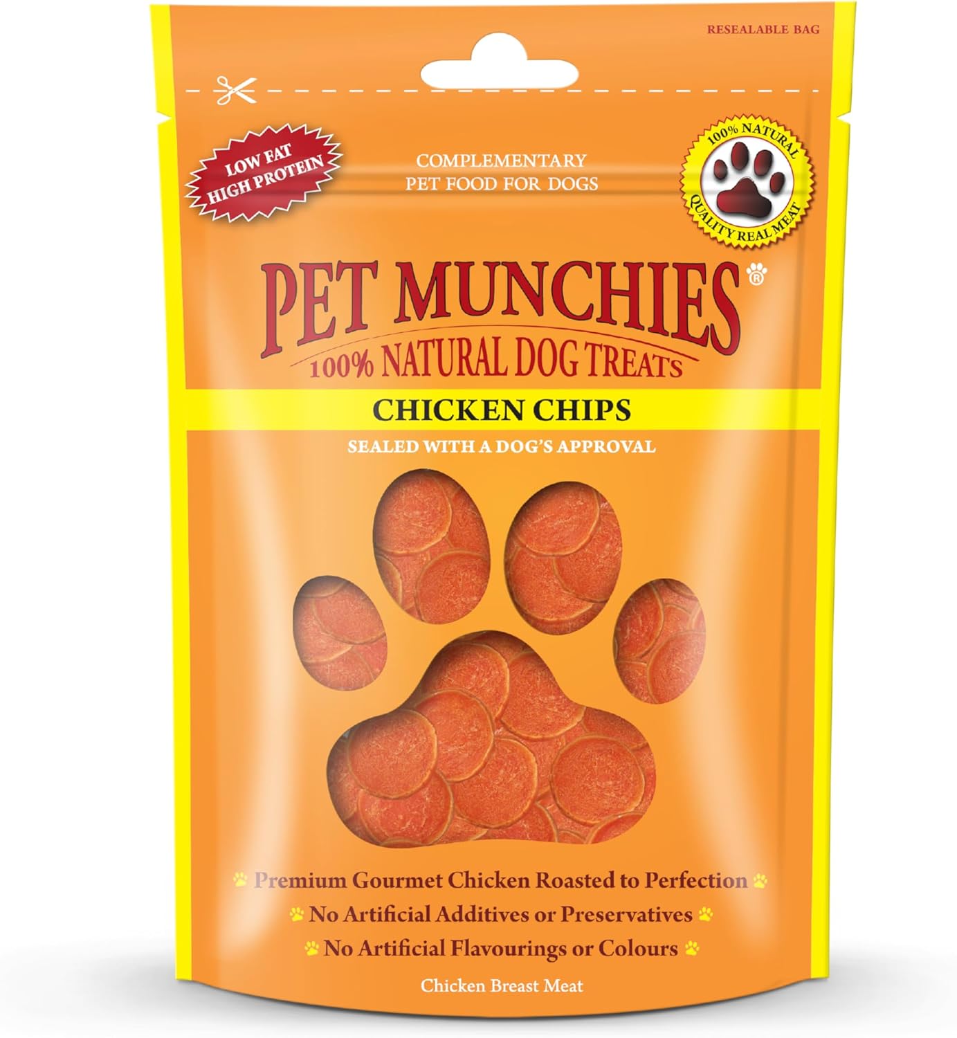 Chicken Chips Dog Treats, Premium Dog Chews with Natural Real Meat, Low in Fat and High in Protein 100g (Pack of 8)