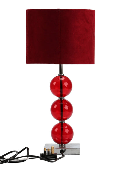 Premier Housewares Bedside Table Lamp Ceramic Effect Bedside Lamp Chrome Base Table Lamps for Lounge Desk Lamp Lamp Shade H51 Cm X W24 Cm X D24Cm, Red