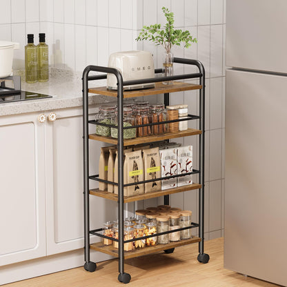 Asgolion 4-Tier Trolley, Space-Saving Kitchen storage trolley with Wheels