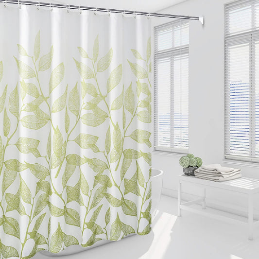 Tennove Shower Curtain 200 x 200cm Green Plants Thick Polyester Fabric Mildew Resistant Shower Curtain Liner for Bathroom Waterproof Long Bath Curtain