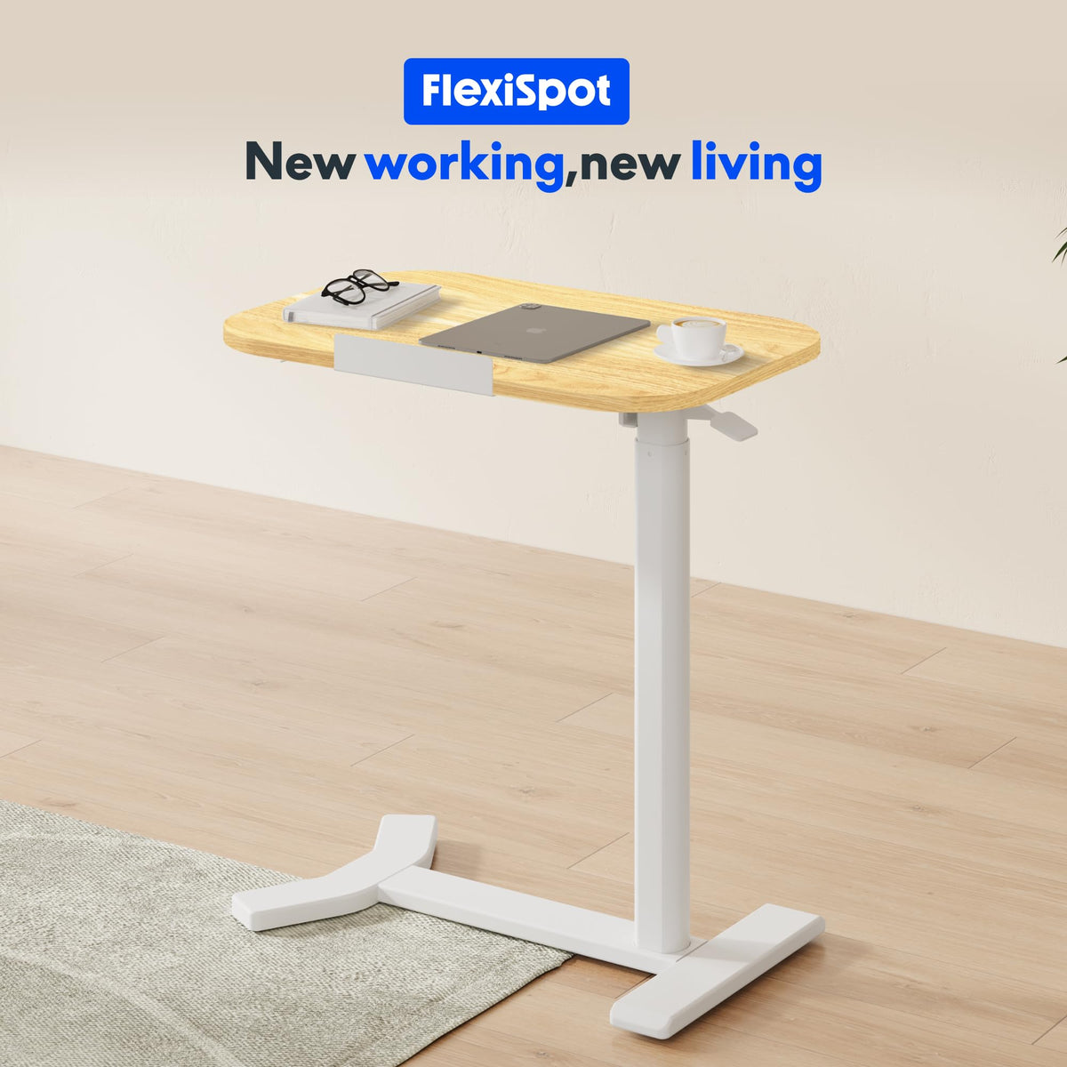 FLEXISPOT C-Shaped Side Table Height Adjustable End/Bedside Table for Sofa Bedroom Living Room Office