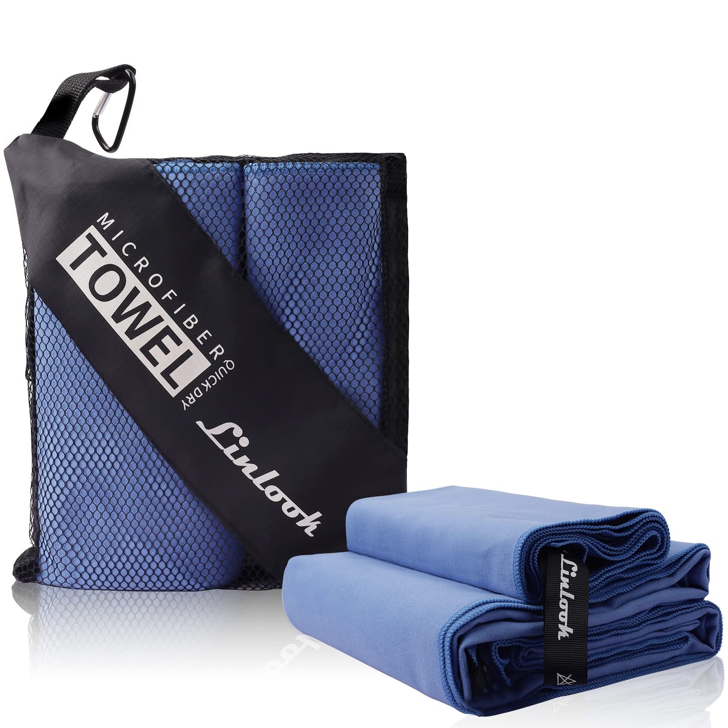 Linlook Microfibre Towel Set (160 x 80 cm Large Bath Towel + 80 x 40 cm Small Hand Towel) - Soft and Lightweight Beach Towel - Quick Drying Sports Gym
