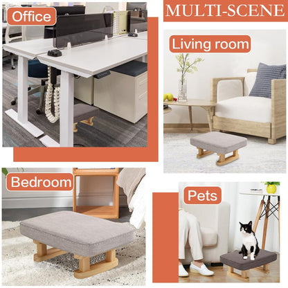 Duscdesp Foot Stool,Ottoman Footstool with Stable Wooden Legs,Ottoman Footrest,Pouffe Footstool with Removable Padded Seat,Footstools for Living