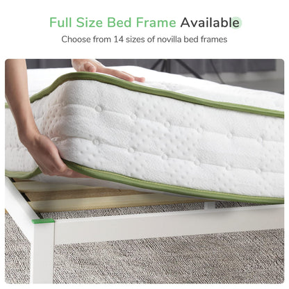 Novilla 30.5cm Metal Double Bed Frame, 4FT Platform Bed Frame with Headboard, Engineered Wood Slat Support, Solid Support Leg, Underbed Storage Space