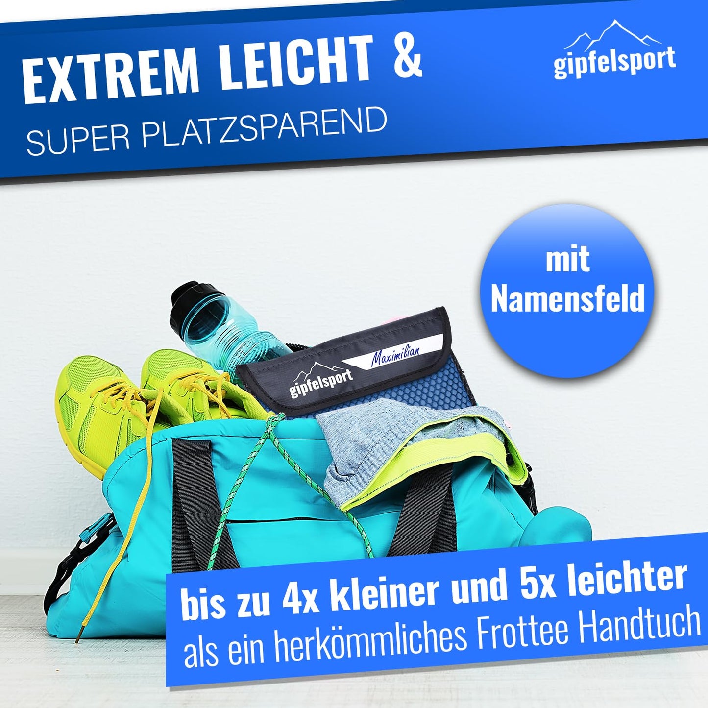 gipfelsport Microfibre Towel 1x XS(50x30cm) without bag Blue