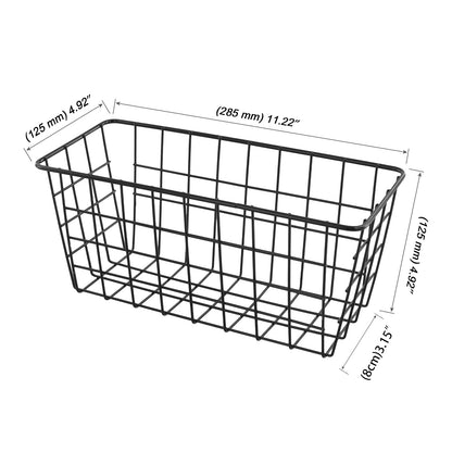 MOUYAT 6 PCS Black Metal Baskets, Kitchen Storage Baskets, 12.5 x 28.5 x 12.5cm Black Wire Basket for Bathroom, Bedroom, Cabinet, Kitchen