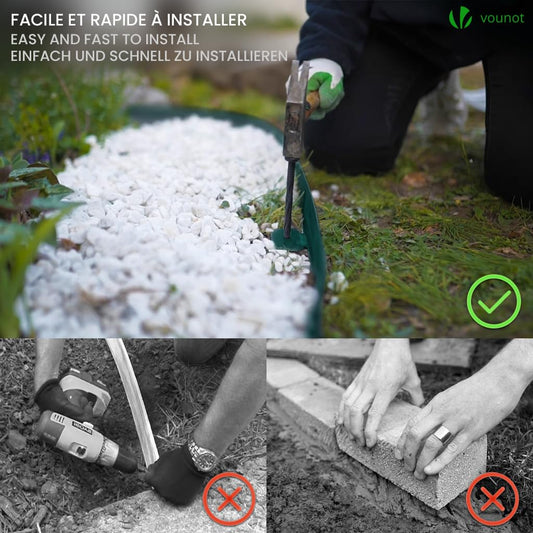 VOUNOT? 40m Flexible Lawn Garden Edging Border, Plastic Grass Path Edging with 80 Reinforced Securing Pegs, Height 5cm, Green