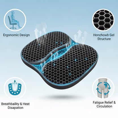 masteymoh Foldable Honeycomb Seat Cushion, Small Portable Gel Seat Cushion for Travel, Butt Pillow for Back Pain Relief, Sciatica (Black)