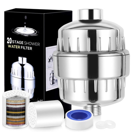 20 Stage Shower Filter Laicky Shower Head Filter, Hard Water Filter, Skin and Hair More Healthier, Remove Chlorine Heavy Metals and Other Sediments,