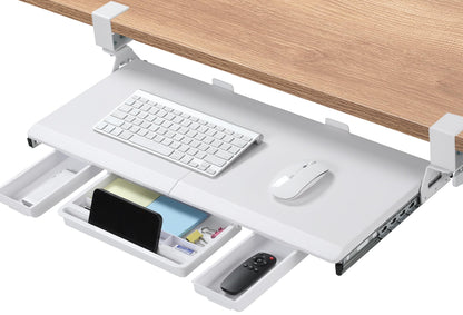 ETHU Under Desk Keyboard Tray with Storage Drawers 68x30cm