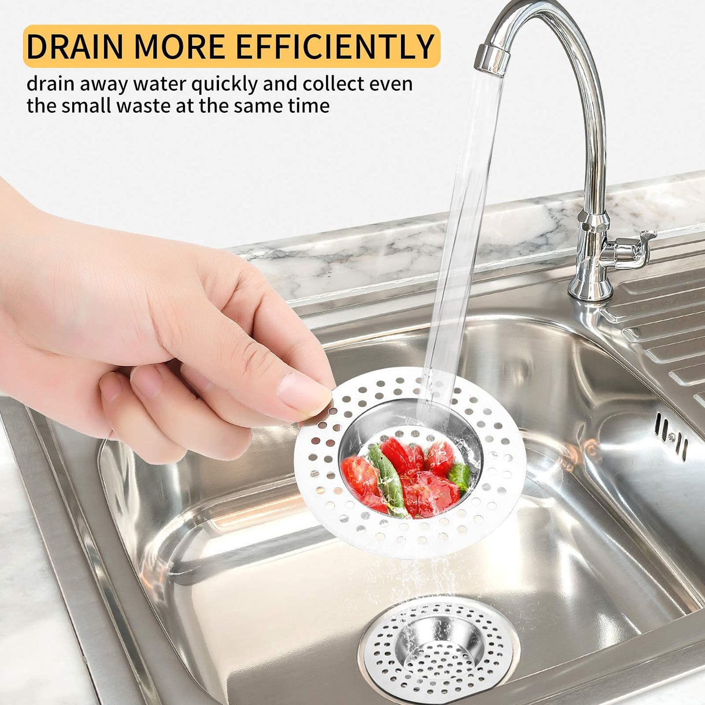 (Set of 2) Stainless Steel Kitchen Sink Strainer Plug, Standard Strainer Drain Protector for Bathroom/Kitchen