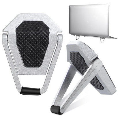 HOMSFOU 2 Pcs Portable Laptop Computer Stand with Hollow Zinc Alloy Design, Foldable Cooler Rack for Notebooks, for Computer Rack Use, Black Colour
