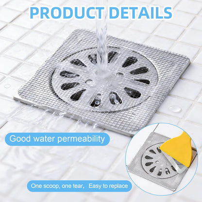 Disposable Hair Stopper for Shower Drain, 60Pcs Bathroom Sink Drain Strainer Hair Catcher Protector Flat