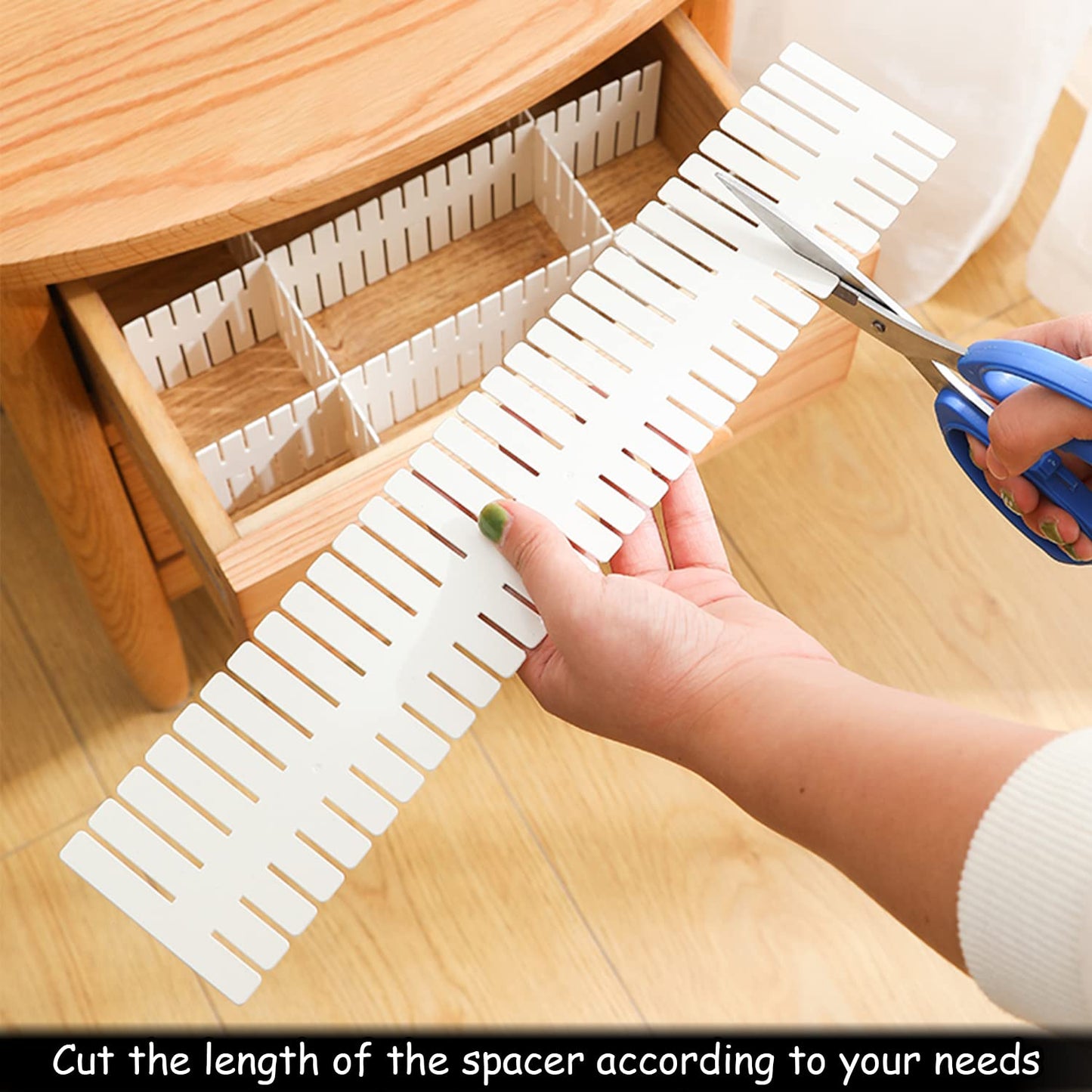 16 PCS Drawer Dividers Adjustable Drawer Organizer White Drawer Organiser 32 x 7 cm DIY Cut at Will for Socks, Underwear, Makeup, Kitchen, Bedroom