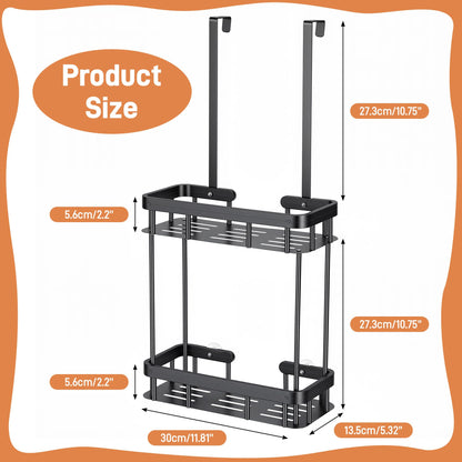 MICHIHOMIE Shower Caddy Hanging, 2 Tier Hanging Shower Organiser No Drilling, Stainless Steel Black Bathroom Storage Basket for Shampoo, Conditioner