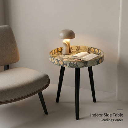 Simmer Stone Round Indoor Side Tables with Detachable Wooden 3 Legs, Versatile Tray Table, Perfect For Round Coffee Table Tea