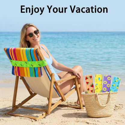 5Pcs Beach Towel Bands for Sun Loungers,Widen Elastic Sunbed Straps for Beach Towels,40x4.7cm Non-Slip Windproof Sunbed Bands,Heavy-Duty Pool Chair