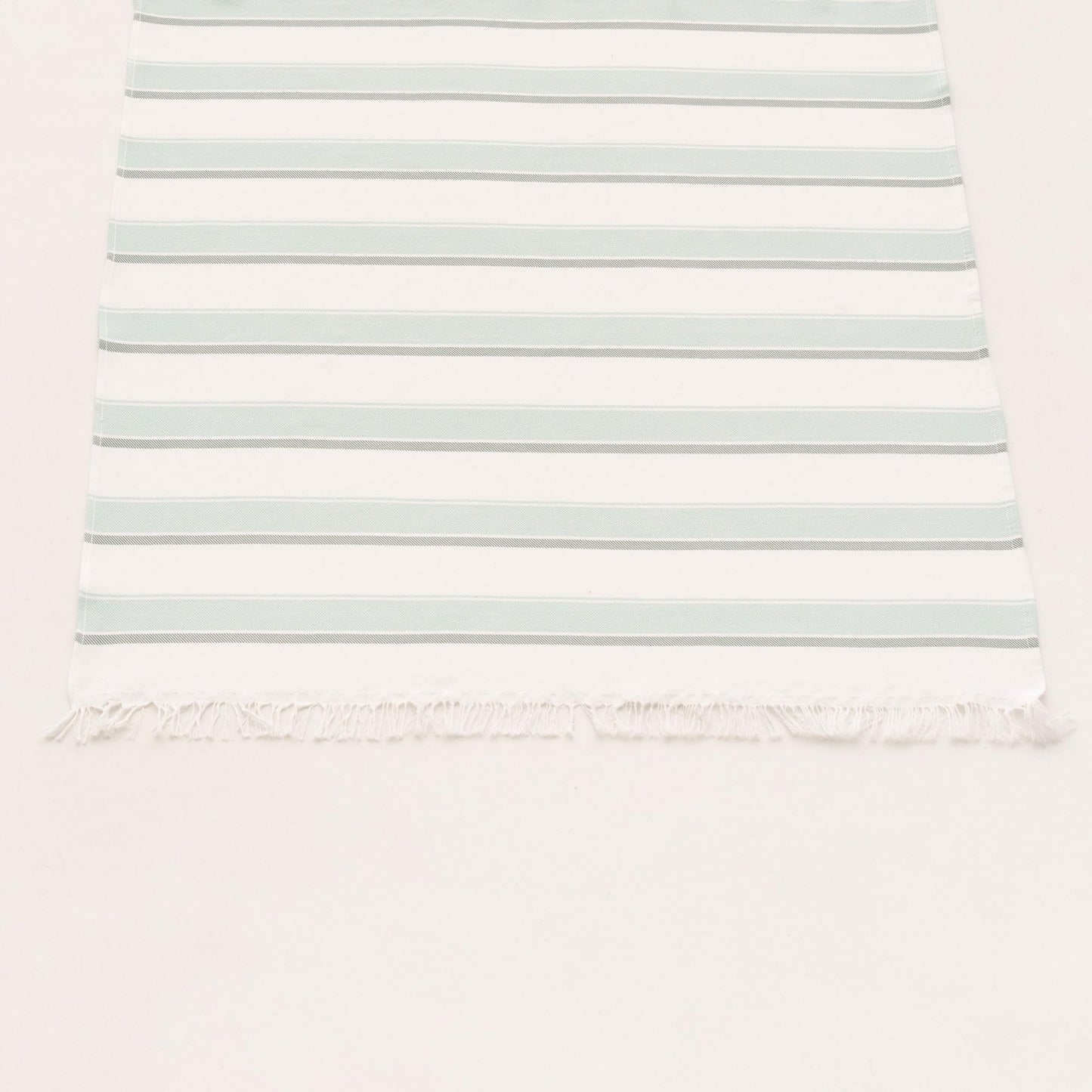 GAMUSI Rectangular Beach Towel – Bath Fouta – Embossed Fabric – Dyed Thread with Fringes – Green.