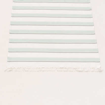 GAMUSI Rectangular Beach Towel – Bath Fouta – Embossed Fabric – Dyed Thread with Fringes – Green.