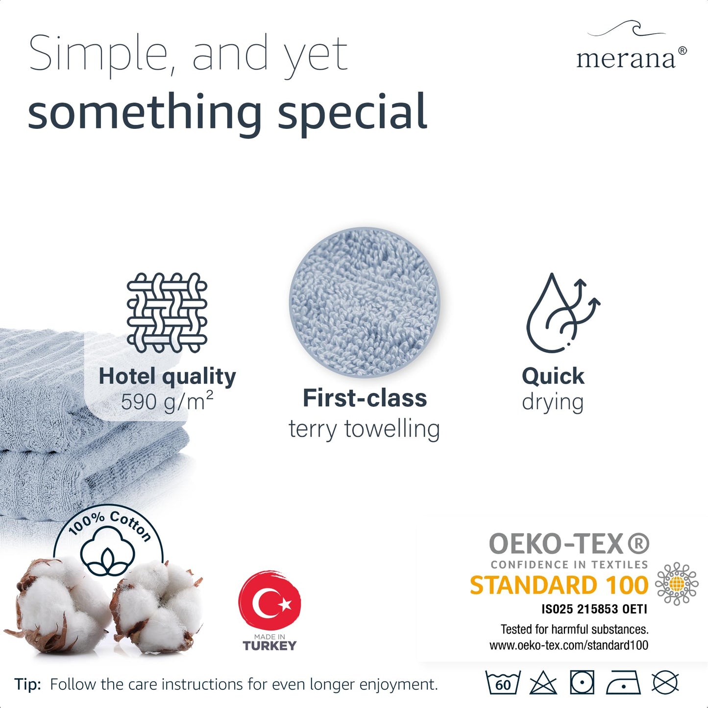 Merana OSLO towel set | quick-drying, soft & lint-free | terry luxury quality | 100% cotton terrycloth | OEKO-TEX | 590 GSM | guest & face towel