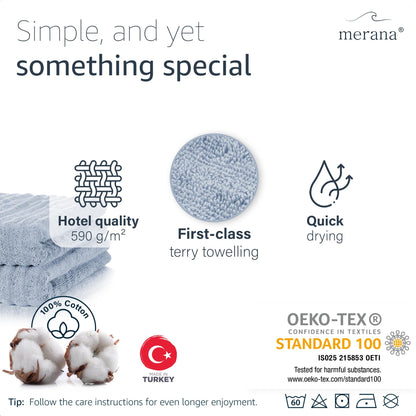 Merana OSLO towel set | quick-drying, soft & lint-free | terry luxury quality | 100% cotton terrycloth | OEKO-TEX | 590 GSM | guest & face towel