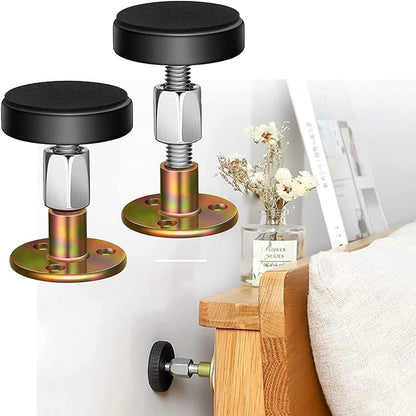 4 Pieces Threaded Bed Frame, Adjustable Threaded Bed Frame, Headboard Stopper, DIY Self-Adhesive Adjustable Metal Anti-Shake Threaded Bed Frame Tool
