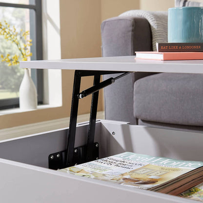 Home Source Coffee Table with Lift Up Top Storage Area and Magazine Shelf, Grey