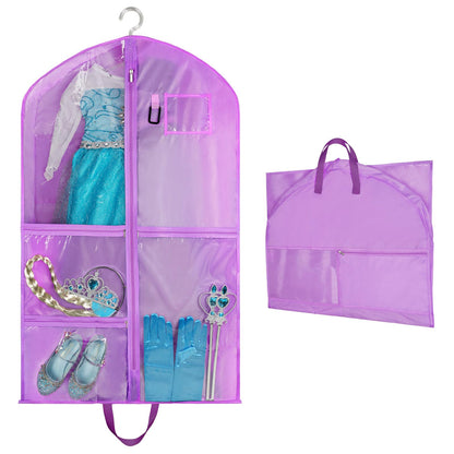 OSDUE Clothes Covers, 40 inch WaterproofHanging Garment Bags with 5 Zipper Pocket and ID Slot Pockets Foldable Kids Dance Costume Garment Bag Travel