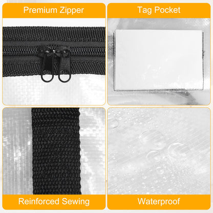 Storystore Large Moving Storage Bags 4 Pack, 94L Clear Storage Bag with Zippers & Handles, Heavy Duty Moving Boxes Packing Bags for College Dorm