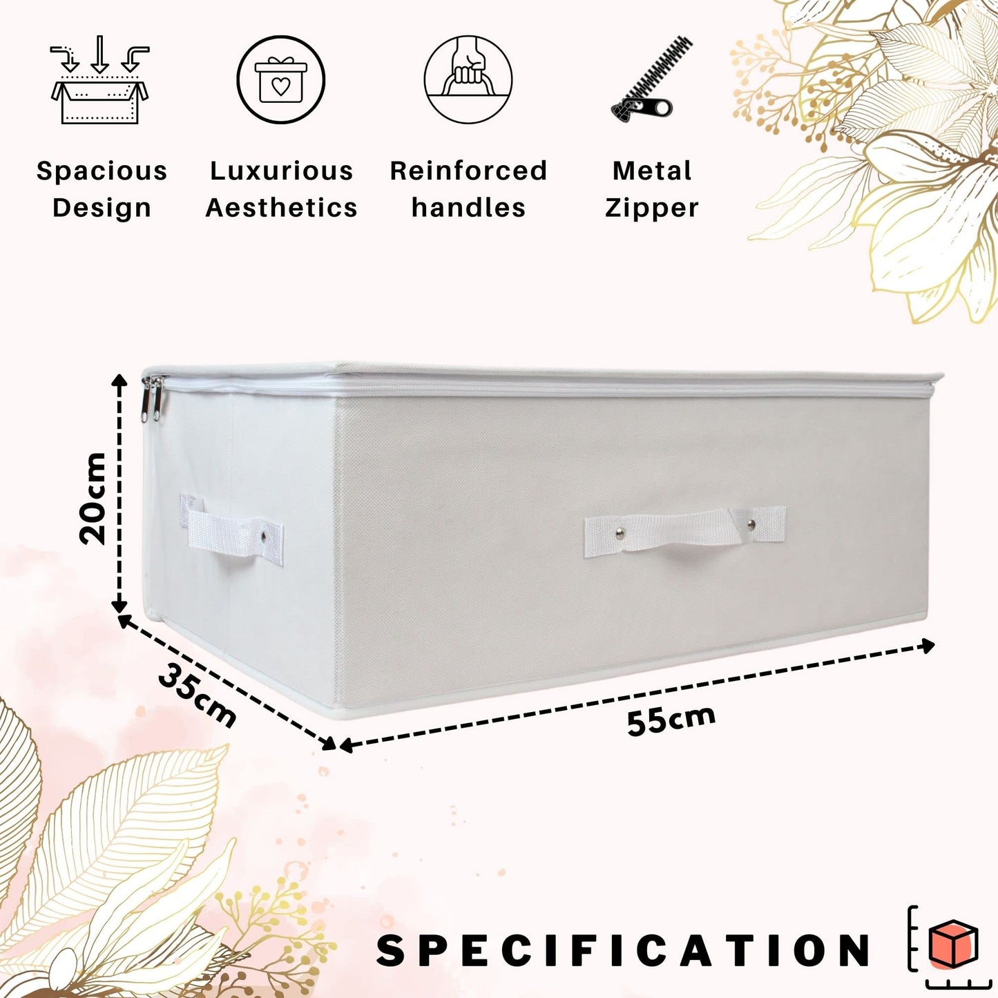 Hoesh UK - White Medium Wedding Dress Box With Lid & Acid Free Tissue - Bridal Gown Storage, Under Bed Clothes Organizer.