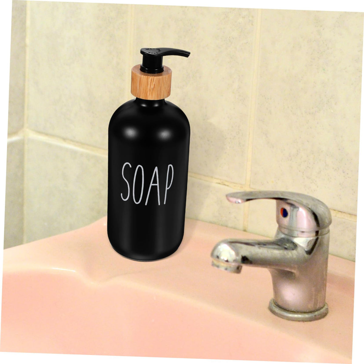 LABRIMP Glass Soap Dispenser with Pump Refillable Hand Soap Dispenser for Bathroom Kitchen Office Lotion Shampoo Dish Liquid Container 7.95 in