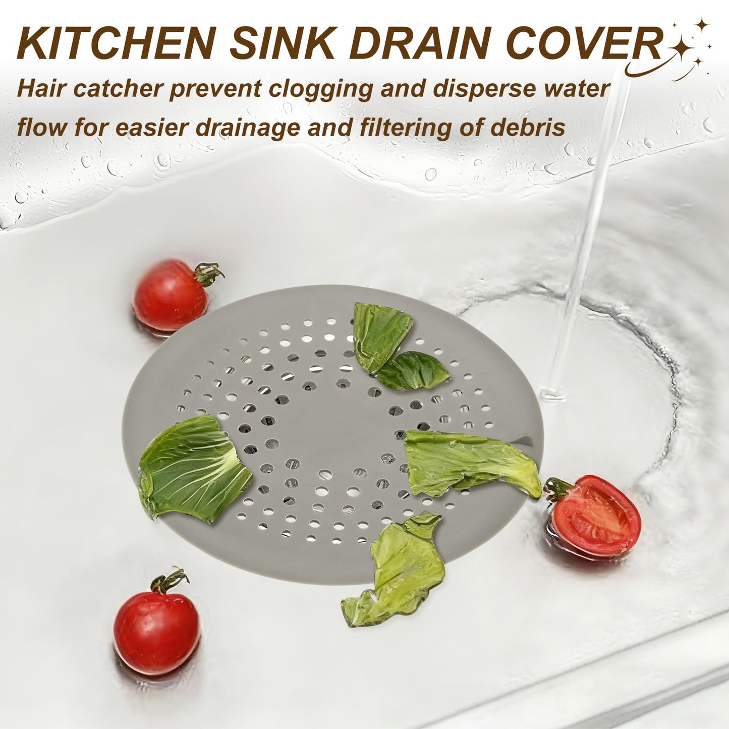 sourcing map 2 Pcs Shower Silicone Drain Cover, 5.9 Inch Shower Hair Catcher Drain Cover for Shower Room Bathtubs Kitchen Sink Laundry Room