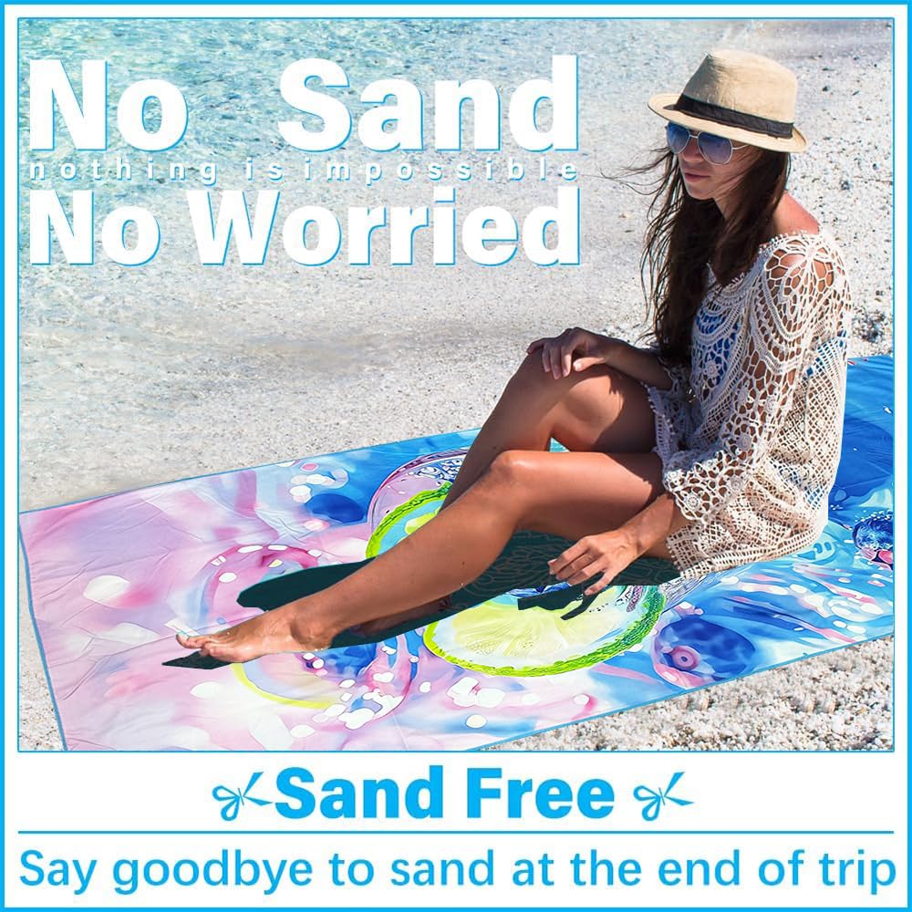 JAODFK Microfibre Beach Towel 71"X32" Quick Dry Lightweight Sand Free Extra Large Thin Towels Travel Essentials For Adults Womens Swim Bath