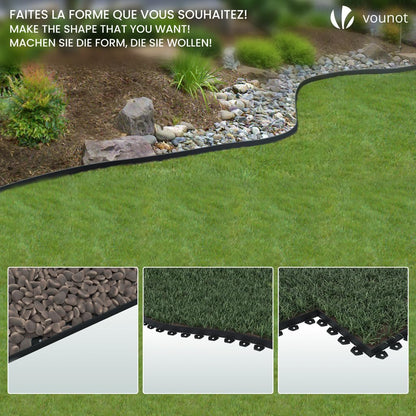 VOUNOT? 40m Flexible Lawn Garden Edging Border, Plastic Grass Path Edging with 80 Reinforced Securing Pegs, Height 5cm, Black