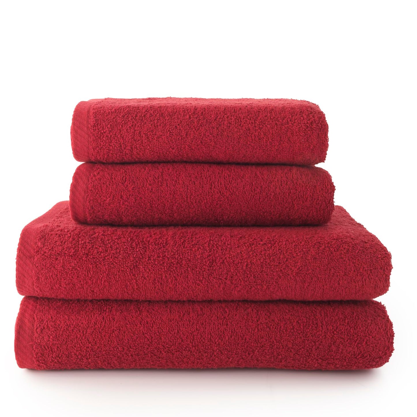 Top Towel - Plus - Large Bath Towels - Bathroom Towels - 2 Hand or Sink Towels + 2 Bath Towels - 100% Cotton - Garnet
