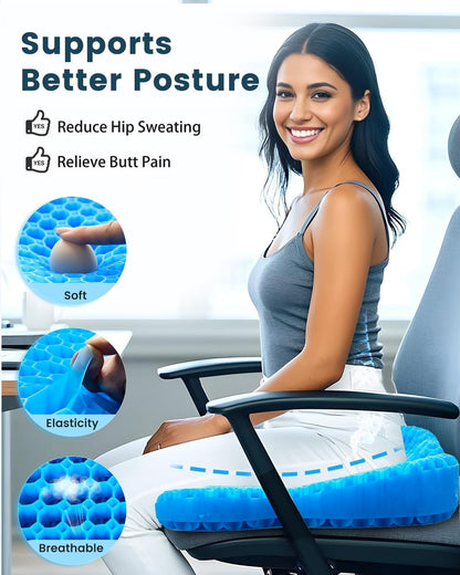 Extra19.7" Breathable Gel Seat Cushion, Wheelchair Relief for Long Sitting