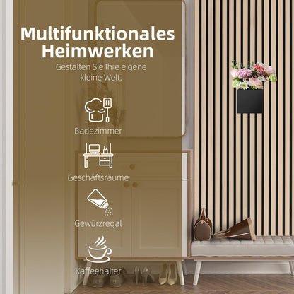 URCheers Wall Organizer Metal for Acoustic Panels with Hooks, Box & Shelf, for Acousticpanels, Slatted Wall Panels & Accessories, Ideal for Office