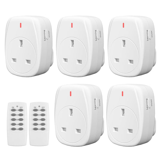 HBN Wireless Remote Control Plug Socket UK, 13A/3120W Remote-Control Outlet Sockets for Lamp,Wireless Remotes Light Switch with 30m/100ft Operating