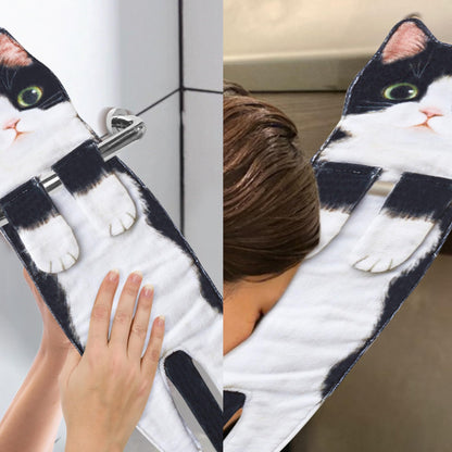 Funny Cat Hand Towels for Bathroom Kitchen, Hanging Decor Gifts for Women
