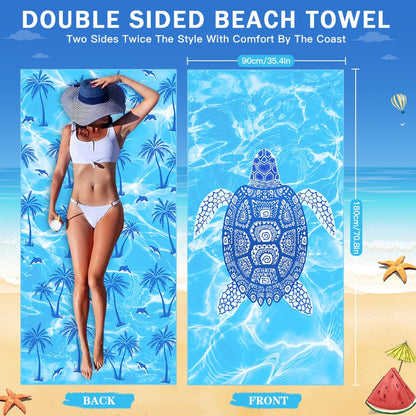COYBTO Beach Towels for Adults, Large 180x90CM Dock and Bay Beach Towel, Double Sided, Sandproof, Lightweight